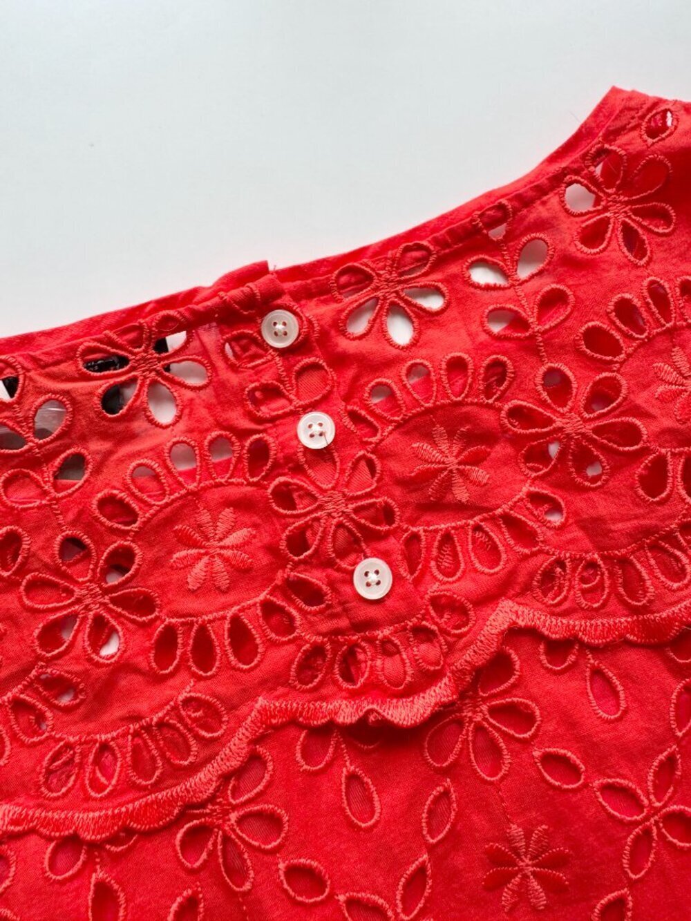 NWT J.CREW Orange Red Embroidered Cotton Eyelet Bell Sleeve Shift Dress, Size 4 - Picture 11 of 15